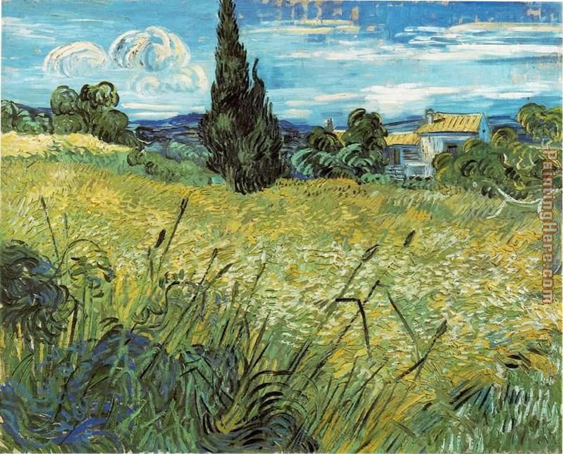 Green Wheat Field with Cypress painting - Vincent van Gogh Green Wheat Field with Cypress art painting